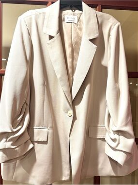 Cream Single-Button Blazer